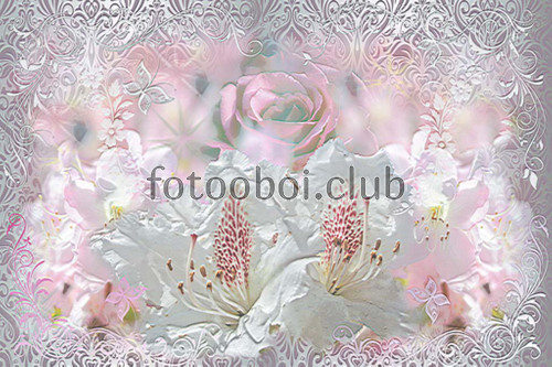 цветы, лилии, розы, узоры, светлые, дизайнерские